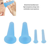 Sonew 4Pcs Facial Suction Massage Cup, 2Colors Soft Silicone Beauty Vacuum Massage Cup for Home (Blue)